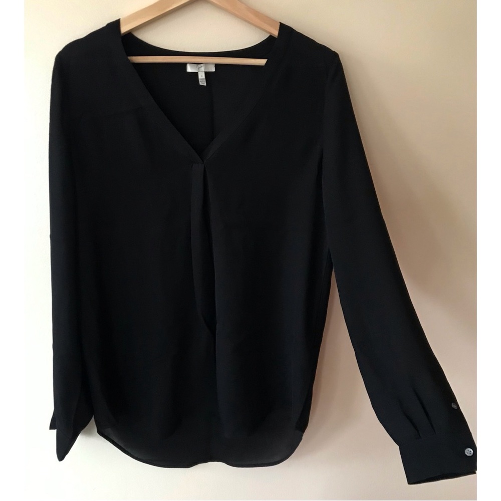 Joie • S • 100% Silk V Neck Long Sleeve Blouse Black
